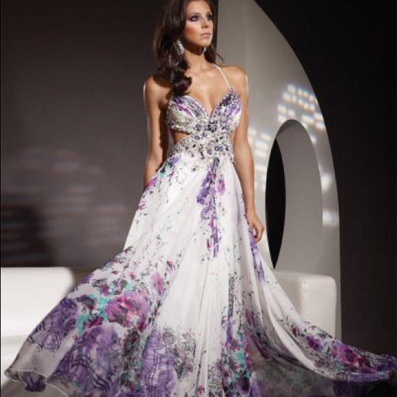 Terani Floral Print Prom Dress